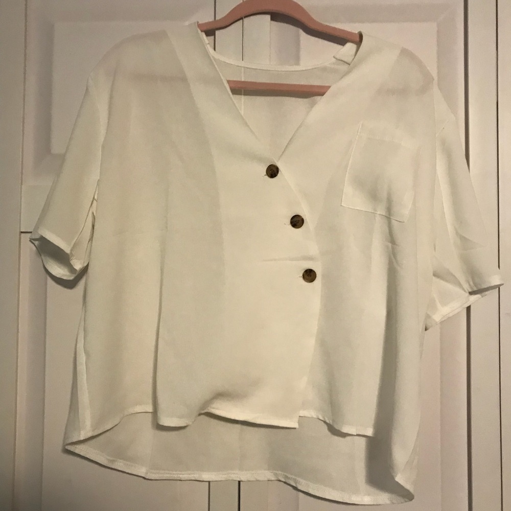 White button down top
